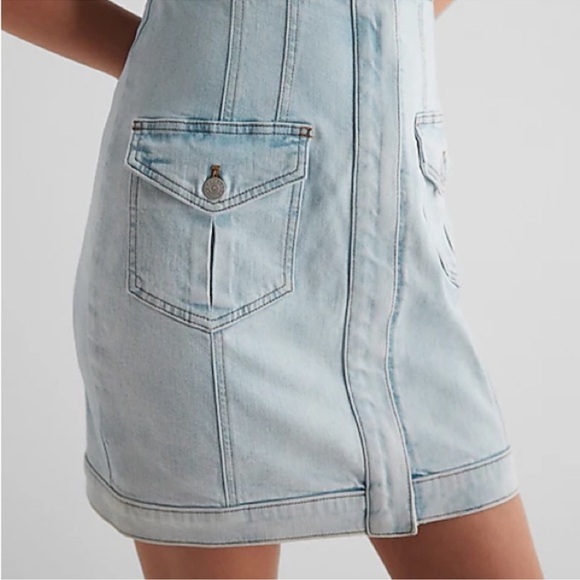 NWT Express Denim Padded Shoulder Mini Dress - Picture 4 of 6